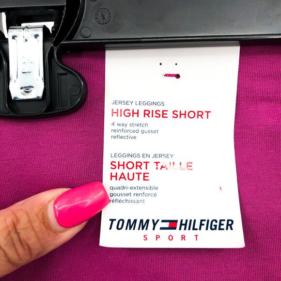 TOMMY HILFIGER SPORT Womens Bike Shorts Small Pink High Rise Foldable Waist NWT - Picture 7 of 10